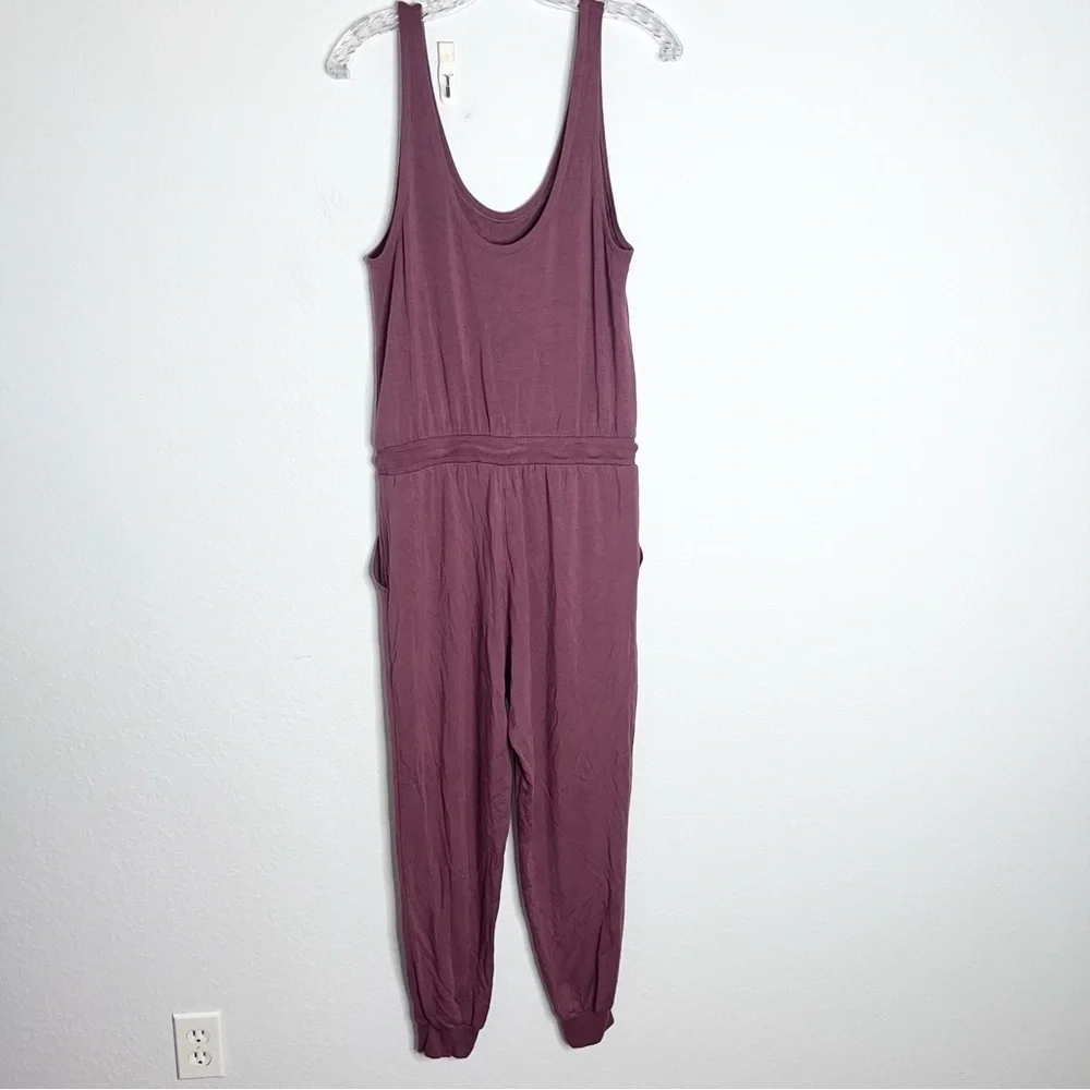 Athleta Jumpsuit Women Small Balance Rose Pink Sweatpants Jogger One Piece T
